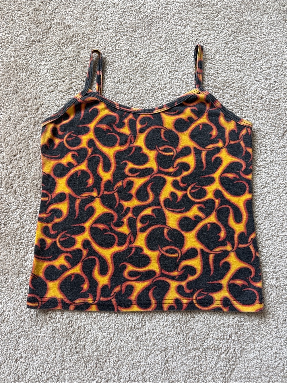 Vintage Y2K Fire Flame Printed AOP Strappy Tank Top Cami